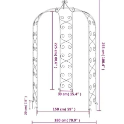 Best havebue Ø180x255 cm stål sort - Havebuer, espalierer & pergolaer Buer, Spalier, Lysthuse Uden Tag
