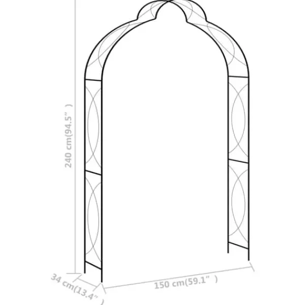 vidaXL Buer, Spalier, Lysthuse Uden Tag^havebue 150x34x240 cm jern sort - Havebuer, espalierer & pergolaer