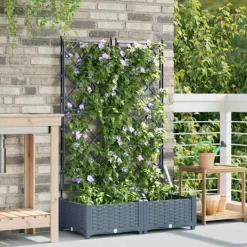 Outlet Havekrukke med trellis Lysegrå 80 x 40 x 125.5 cm PP Plantestativer