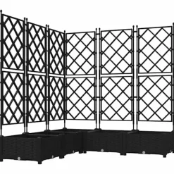 Hot Havekrukke med trellis 5 pcs Sort 120 x 120 x 125.5 cm PP Plantestativer