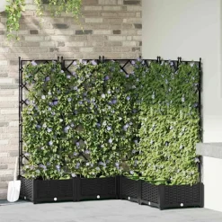 Hot Havekrukke med trellis 5 pcs Sort 120 x 120 x 125.5 cm PP Plantestativer