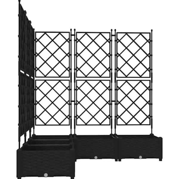 Hot Havekrukke med trellis 5 pcs Sort 120 x 120 x 125.5 cm PP Plantestativer
