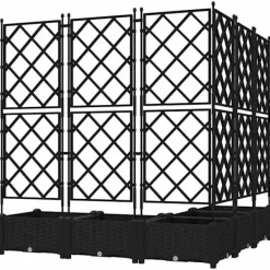Hot Havekrukke med trellis 5 pcs Sort 120 x 120 x 125.5 cm PP Plantestativer