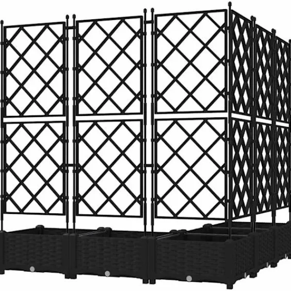 Hot Havekrukke med trellis 5 pcs Sort 120 x 120 x 125.5 cm PP Plantestativer