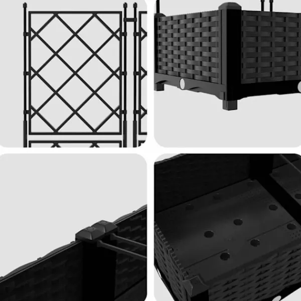 Hot Havekrukke med trellis 5 pcs Sort 120 x 120 x 125.5 cm PP Plantestativer