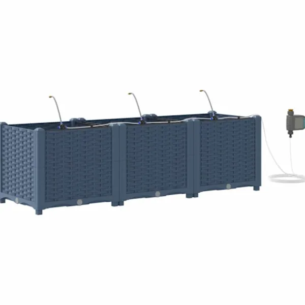 vidaXL Plantningsbænke^Havekrukker Grå 120 x 40 x 37,5 cm Stål