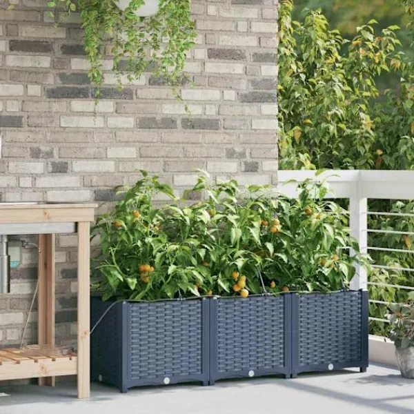 vidaXL Plantningsbænke^Havekrukker Grå 120 x 40 x 37,5 cm Stål