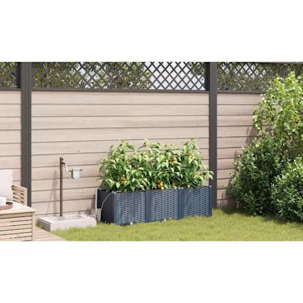 vidaXL Plantningsbænke^Havekrukker Grå 120 x 40 x 37,5 cm Stål