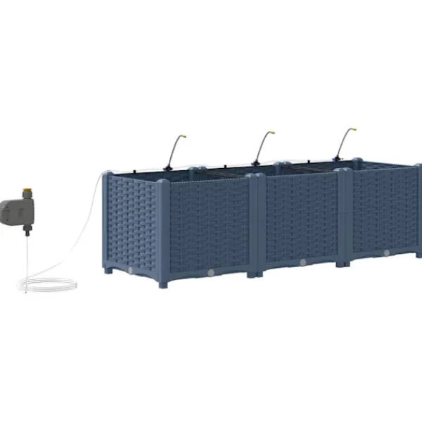 vidaXL Plantningsbænke^Havekrukker Grå 120 x 40 x 37,5 cm Stål