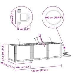 vidaXL Plantningsbænke^Havekrukker Grå 120 x 40 x 37,5 cm Stål
