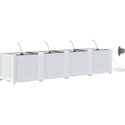 vidaXL Plantningsbænke^Havekrukker Hvid 160 x 40 x 37,5 cm Stål