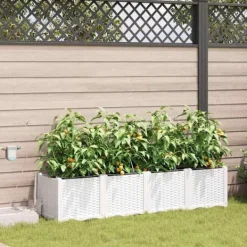 vidaXL Plantningsbænke^Havekrukker Hvid 160 x 40 x 37,5 cm Stål