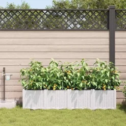 vidaXL Plantningsbænke^Havekrukker Hvid 160 x 40 x 37,5 cm Stål