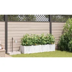 vidaXL Plantningsbænke^Havekrukker Hvid 160 x 40 x 37,5 cm Stål