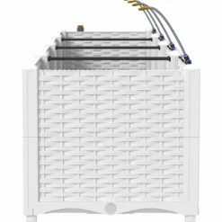 vidaXL Plantningsbænke^Havekrukker Hvid 160 x 40 x 37,5 cm Stål