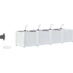 vidaXL Plantningsbænke^Havekrukker Hvid 160 x 40 x 37,5 cm Stål