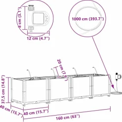 vidaXL Plantningsbænke^Havekrukker Hvid 160 x 40 x 37,5 cm Stål