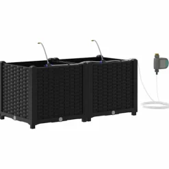 vidaXL Plantningsbænke^Havekrukker Sort 80 x 40 x 37,5 cm Stål