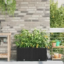 vidaXL Plantningsbænke^Havekrukker Sort 80 x 40 x 37,5 cm Stål