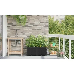 vidaXL Plantningsbænke^Havekrukker Sort 80 x 40 x 37,5 cm Stål