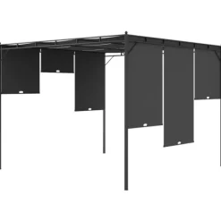 Discount havepavillon med gardin 3x3x2,25m antracitgrå - Festtelte & havepavilloner Buer, Spalier, Lysthuse Uden Tag