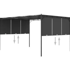 vidaXL Buer, Spalier, Lysthuse Uden Tag^havepavillon med gardin 4x3x2,25 m antracitgrå - Festtelte & havepavilloner
