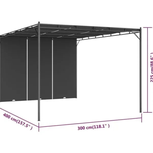 vidaXL Buer, Spalier, Lysthuse Uden Tag^havepavillon med gardin 4x3x2,25 m antracitgrå - Festtelte & havepavilloner