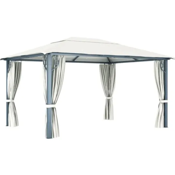 Outlet havepavillon med gardin 400x300 cm aluminium cremefarvet - Festtelte & havepavilloner Telte & Lysthuse