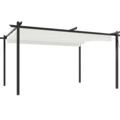 Discount havepavillon med sammenrulleligt tag 4x3 m cremefarvet - Festtelte & havepavilloner Buer, Spalier, Lysthuse Uden Tag