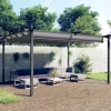 Hot havepavillon med sammenrulleligt tag 4x3 m antracitgrå - Festtelte & havepavilloner Telte & Lysthuse