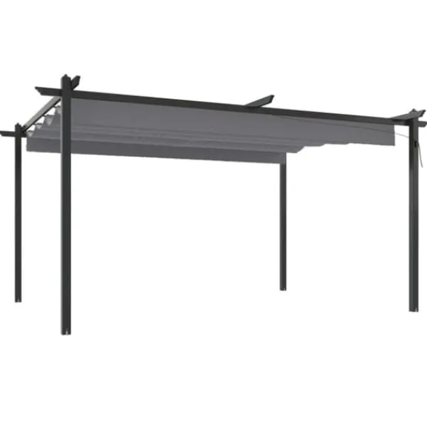 Hot havepavillon med sammenrulleligt tag 4x3 m antracitgrå - Festtelte & havepavilloner Telte & Lysthuse