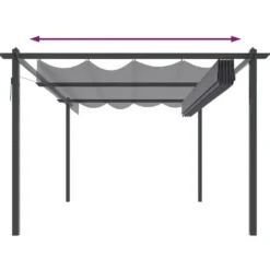 Hot havepavillon med sammenrulleligt tag 4x3 m antracitgrå - Festtelte & havepavilloner Telte & Lysthuse
