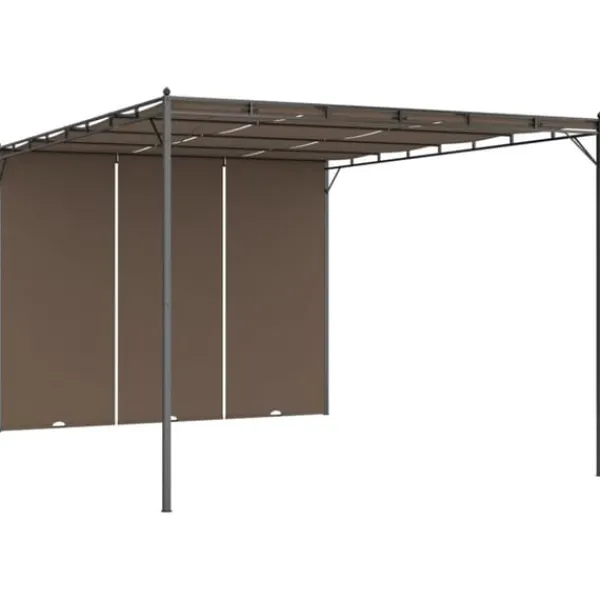 vidaXL Buer, Spalier, Lysthuse Uden Tag^havepavillon med sidegardin 4x3x2,25 m gråbrun - Festtelte & havepavilloner