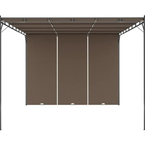 vidaXL Buer, Spalier, Lysthuse Uden Tag^havepavillon med sidegardin 4x3x2,25 m gråbrun - Festtelte & havepavilloner