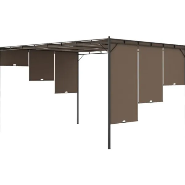 vidaXL Buer, Spalier, Lysthuse Uden Tag^havepavillon med sidegardin 4x3x2,25 m gråbrun - Festtelte & havepavilloner