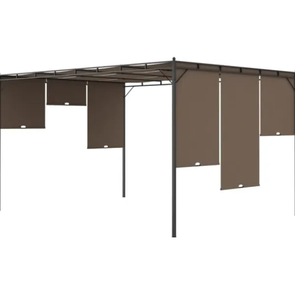 vidaXL Buer, Spalier, Lysthuse Uden Tag^havepavillon med sidegardin 4x3x2,25 m gråbrun - Festtelte & havepavilloner