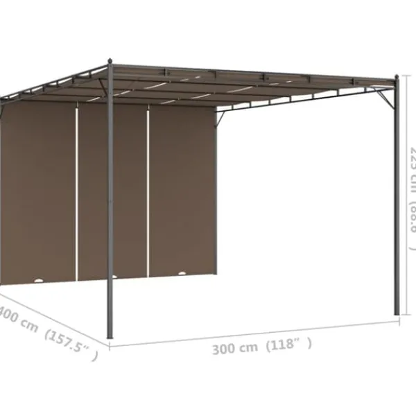 vidaXL Buer, Spalier, Lysthuse Uden Tag^havepavillon med sidegardin 4x3x2,25 m gråbrun - Festtelte & havepavilloner