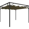 vidaXL Buer, Spalier, Lysthuse Uden Tag^havepavillon med tilbagetrækkeligt tag 3x3 m 180 g/m² gråbrun - Festtelte & havepavilloner