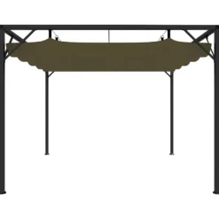 vidaXL Buer, Spalier, Lysthuse Uden Tag^havepavillon med tilbagetrækkeligt tag 3x3 m 180 g/m² gråbrun - Festtelte & havepavilloner