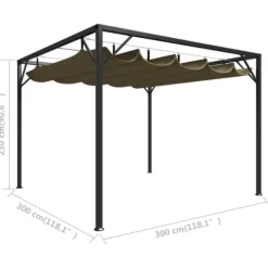 vidaXL Buer, Spalier, Lysthuse Uden Tag^havepavillon med tilbagetrækkeligt tag 3x3 m 180 g/m² gråbrun - Festtelte & havepavilloner