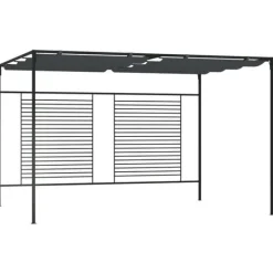 New havepavillon med udtrækkeligt tag 4x3x2,3 m 180 g/m² antracit - Festtelte & havepavilloner Buer, Spalier, Lysthuse Uden Tag