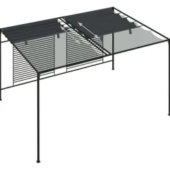 New havepavillon med udtrækkeligt tag 4x3x2,3 m 180 g/m² antracit - Festtelte & havepavilloner Buer, Spalier, Lysthuse Uden Tag