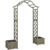 Outlet havepergola med plantekasse massivt fyrretræ grå - Havebuer, espalierer & pergolaer Buer, Spalier, Lysthuse Uden Tag