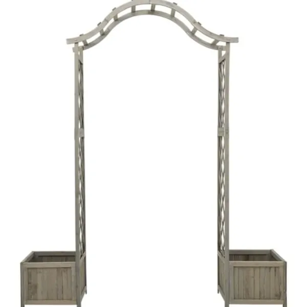 Outlet havepergola med plantekasse massivt fyrretræ grå - Havebuer, espalierer & pergolaer Buer, Spalier, Lysthuse Uden Tag