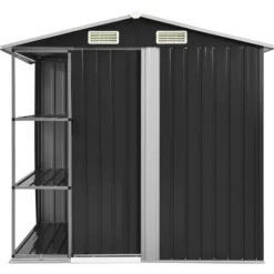 vidaXL Skure, Garager & Carports^haveskur med reol 205x130x183 cm jern antracitgrå - Skure & Redskabsskure