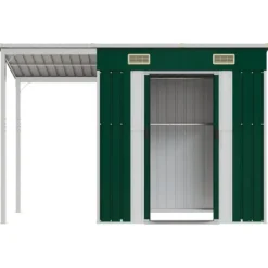 Online haveskur med udvidet tag 277x110,5x181 cm stål grøn - Skure & Redskabsskure Skure, Garager & Carports