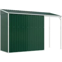 Online haveskur med udvidet tag 277x110,5x181 cm stål grøn - Skure & Redskabsskure Skure, Garager & Carports