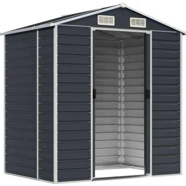 vidaXL Skure, Garager & Carports^haveskur 191x130x198 cm galvaniseret stål antracitgrå - Skure & Redskabsskure