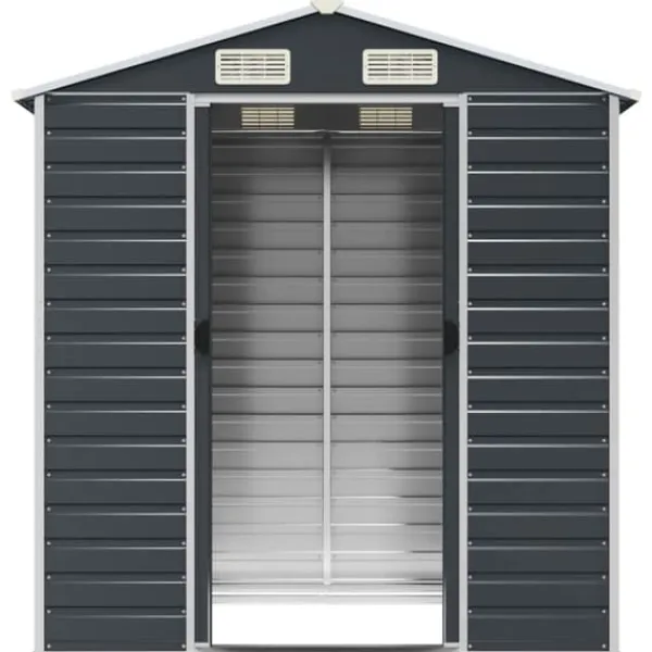 vidaXL Skure, Garager & Carports^haveskur 191x130x198 cm galvaniseret stål antracitgrå - Skure & Redskabsskure
