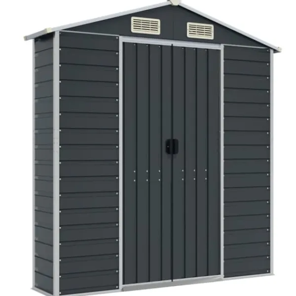 vidaXL Skure, Garager & Carports^haveskur 191x130x198 cm galvaniseret stål antracitgrå - Skure & Redskabsskure